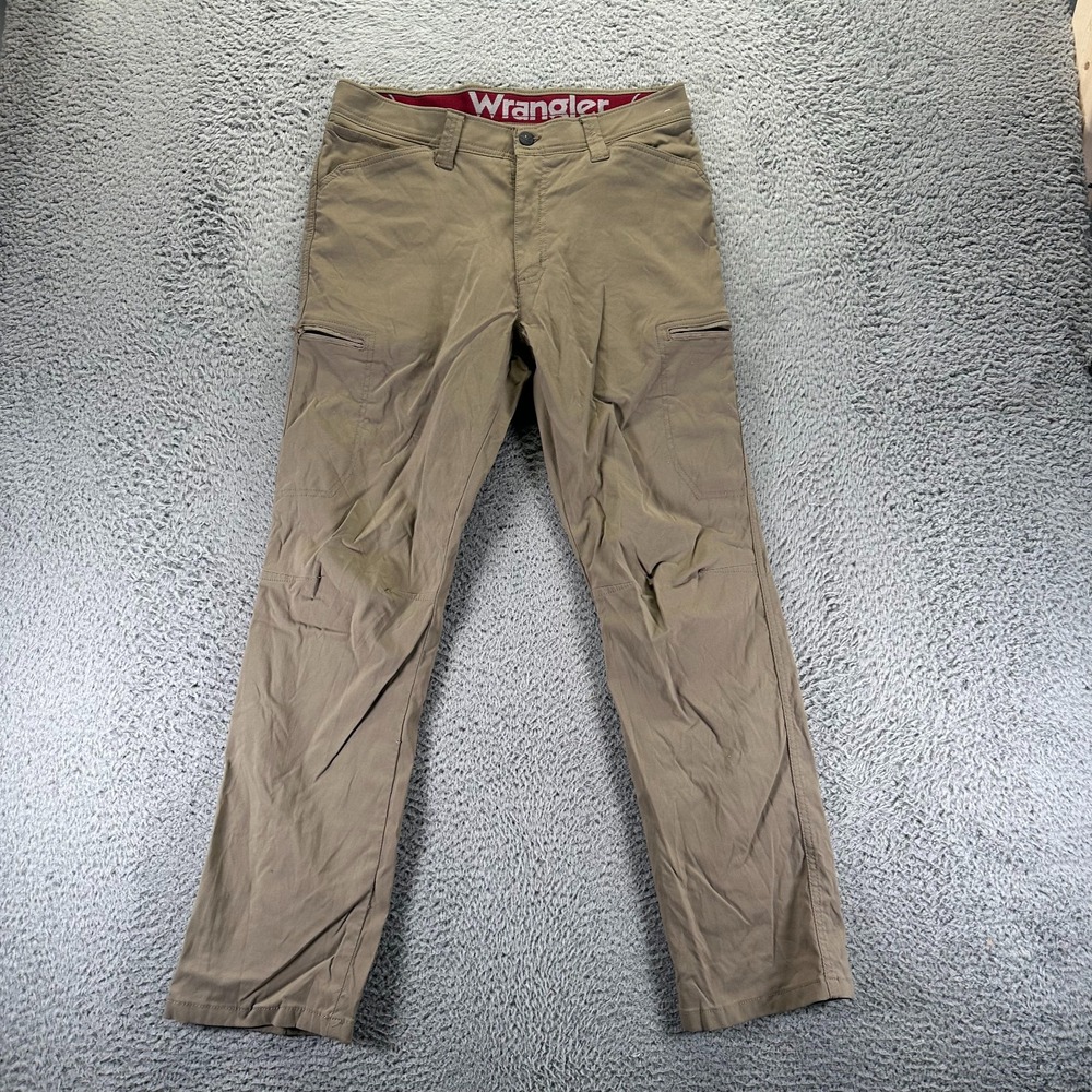Wrangler All Terrain Pant Men 32x30 Brown Nylon Cargo Windbreaker Hiking Stretch